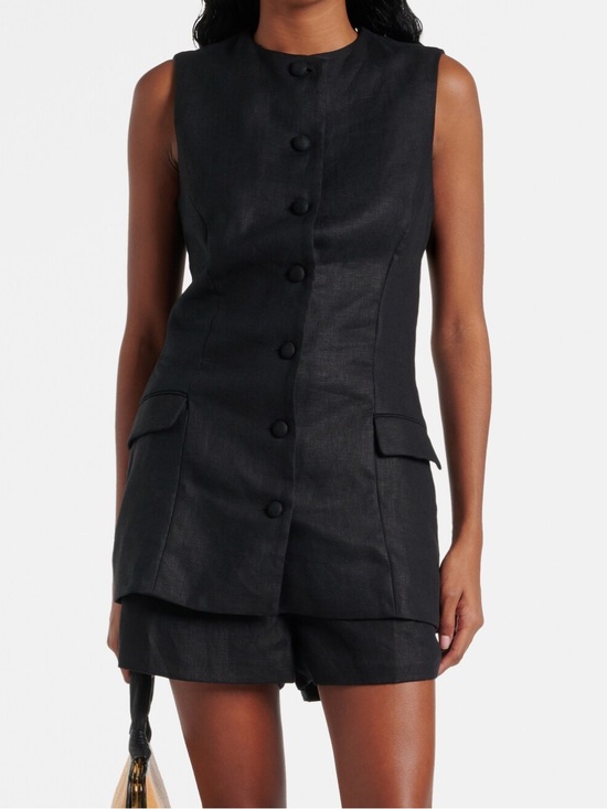 Faithfull the Brand Tops - Black Faithfull Jane Linen Vest Size 6